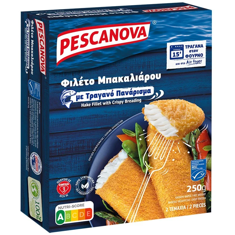Замразено Филе от Хек с хрупкава коричка 0,250 Pescanova