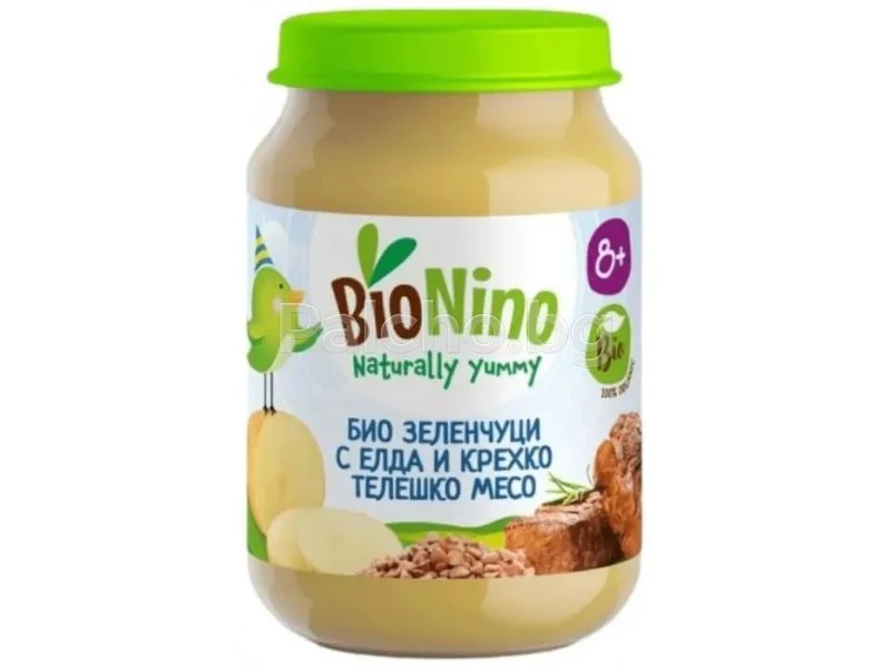 БИО пюре зеленчуци, елда и телешко 8+ 0,190 BioNino