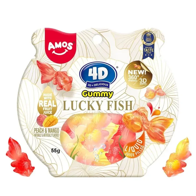 Бонбони Желирани Рибки Lucky Fish 0,055 манго и праскова