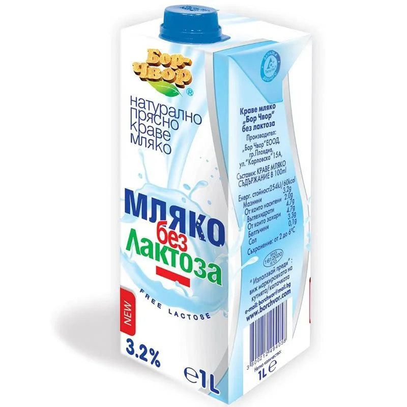 Прясно мляко Бор Чвор без лактоза 3.2% 1л.