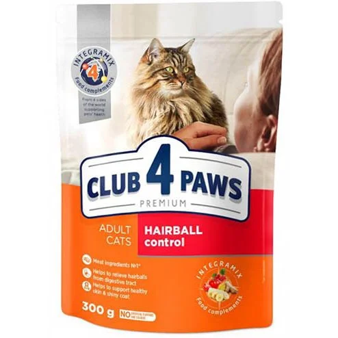 Суха храна Hairbal control 0,300 CLUB 4 PAWS