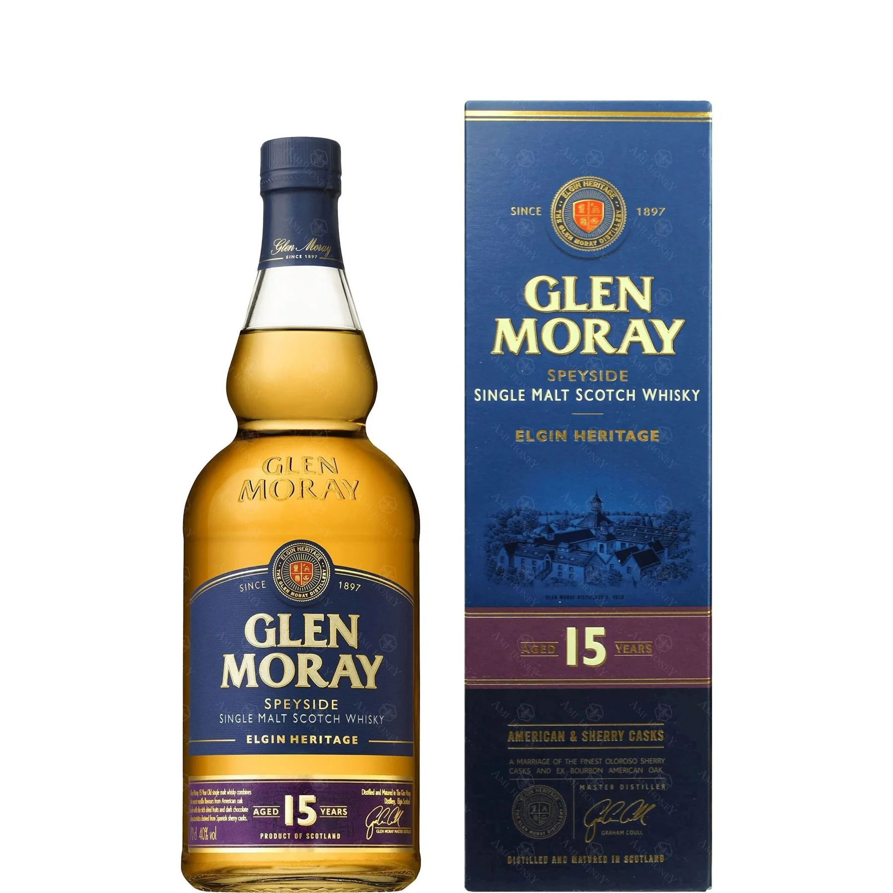 Уиски Glen Moray  American & Sherry Cask Single Malt 15 г. 0,700