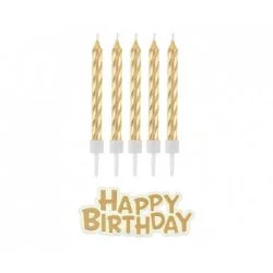Свещи за рожден ден Happy Birthday 16 бр. злато