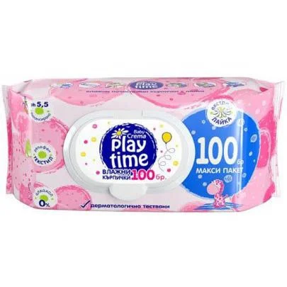 Мокри кърпи Play time 100 бр.розови