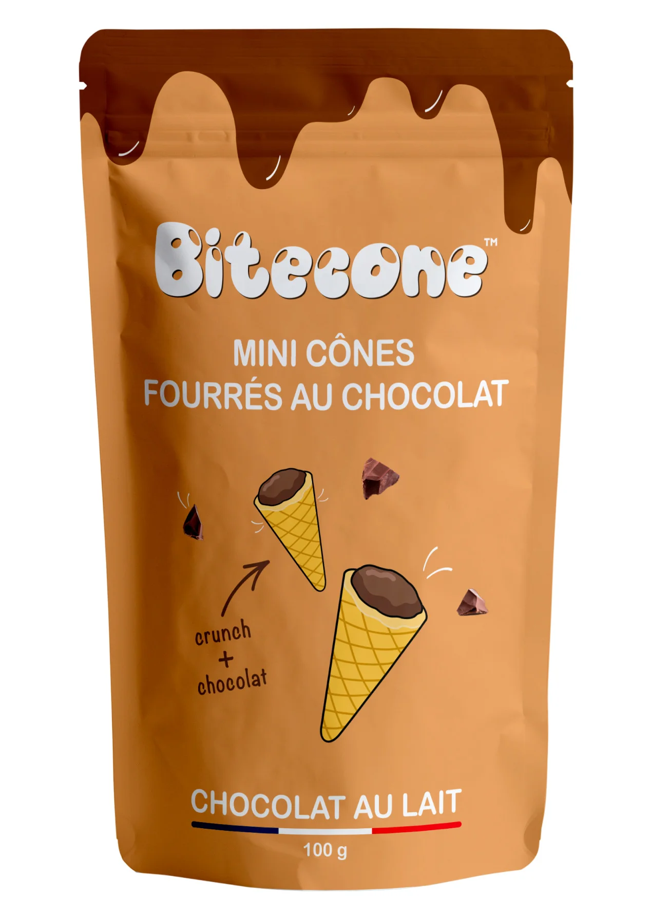 Вафлена фунийка с млечен шоколад 0,100 Bitecone