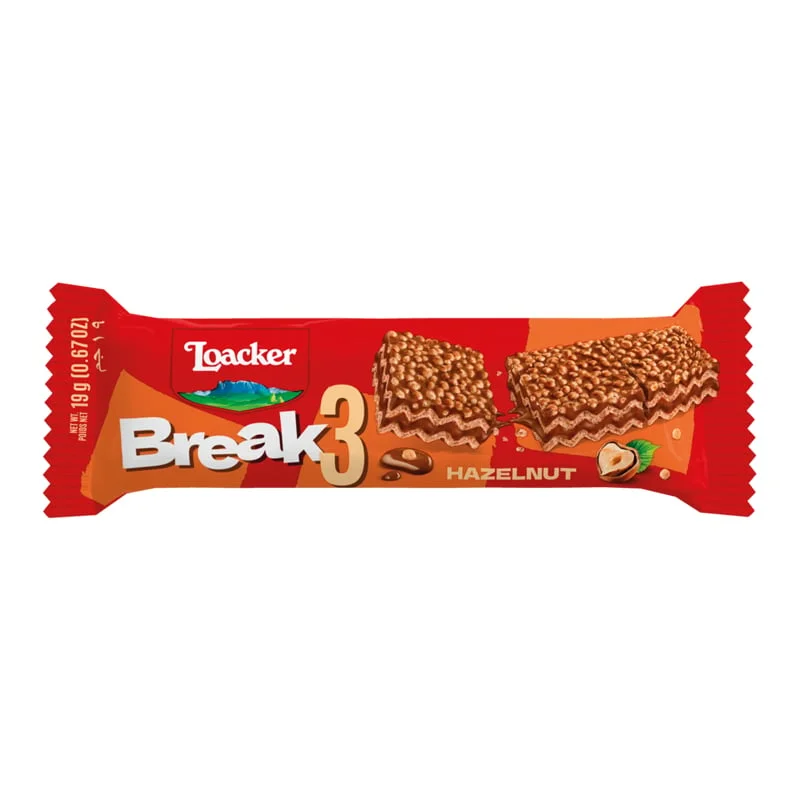 Вафлено барче Loacker Break3 0,019 лешник