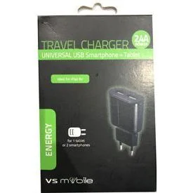 Зарядно устройство VS Mobile - 100 - 240V 2XUSB 2.4A