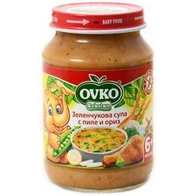 Овко Бебелан зеленчукова супа с пиле и ориз 0,190