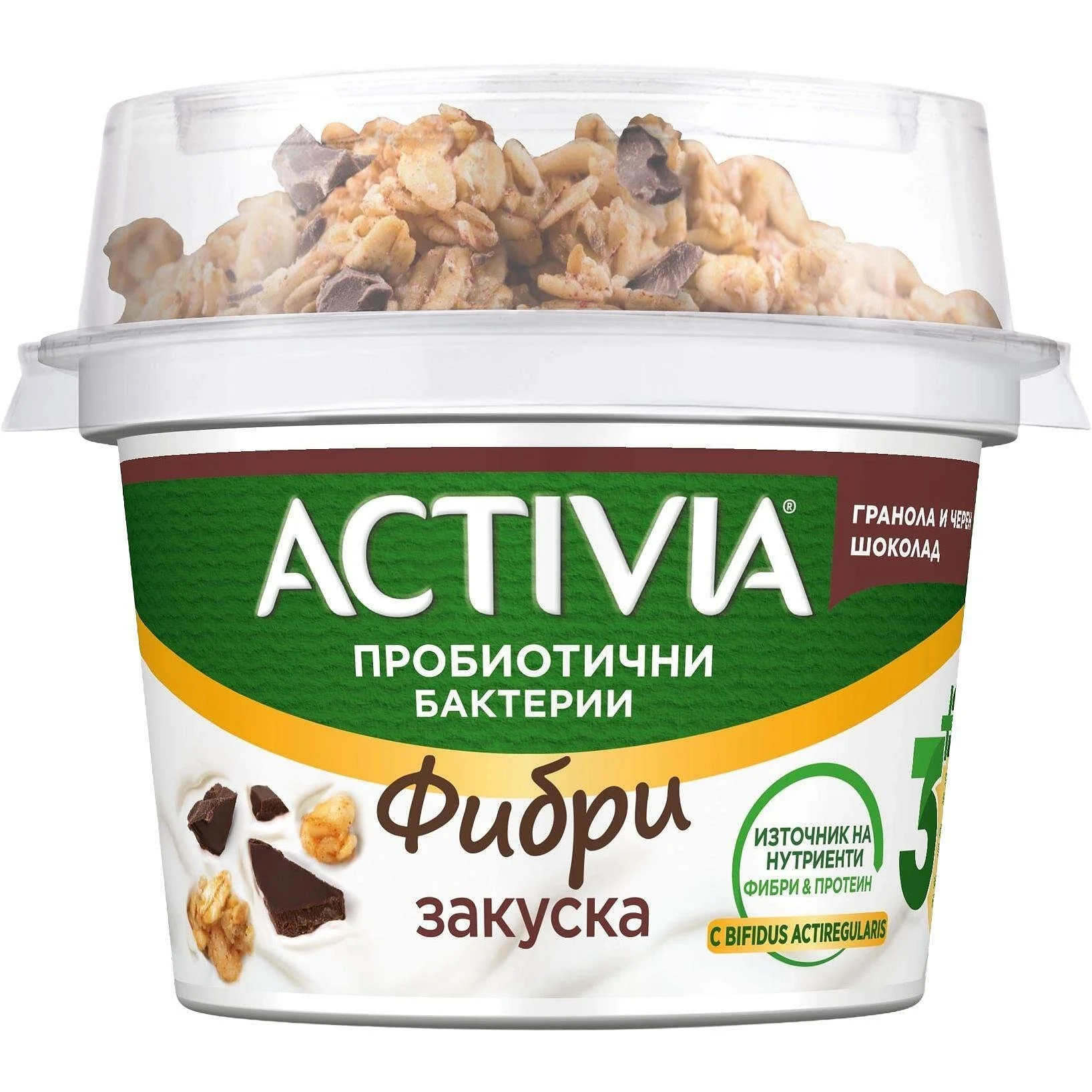 Данон Активиа Закуска гранола и черен шоколад 0.165