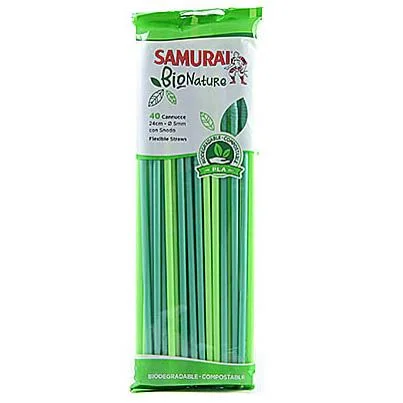 Сламки Биоразградими зелени 40 бр SAMURAI