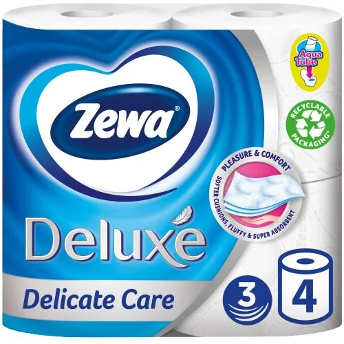 Тоалетна хартия Zewa Делукс Pure 4 бр. 3 пл.