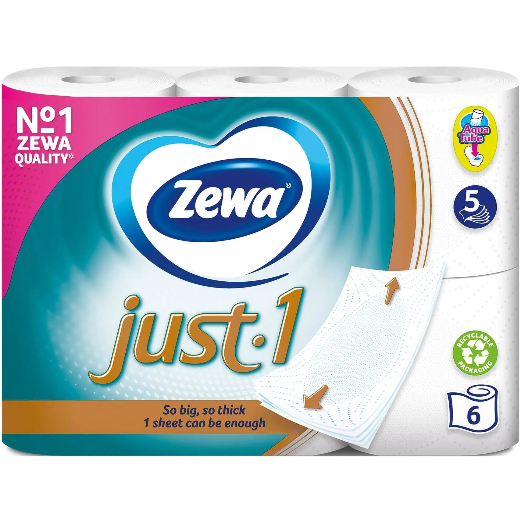 Тоалетна хартия Zewa 6 бр.5 пл. Just 1