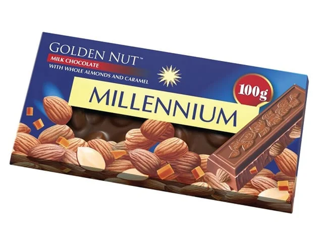 Шоколад Млечен с бадеми Millennium 0,100 Golden Nut