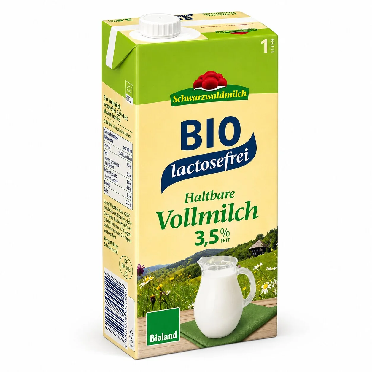 БИО Прясно мляко без лактоза Bioland UHT 3,5 % 1 л.