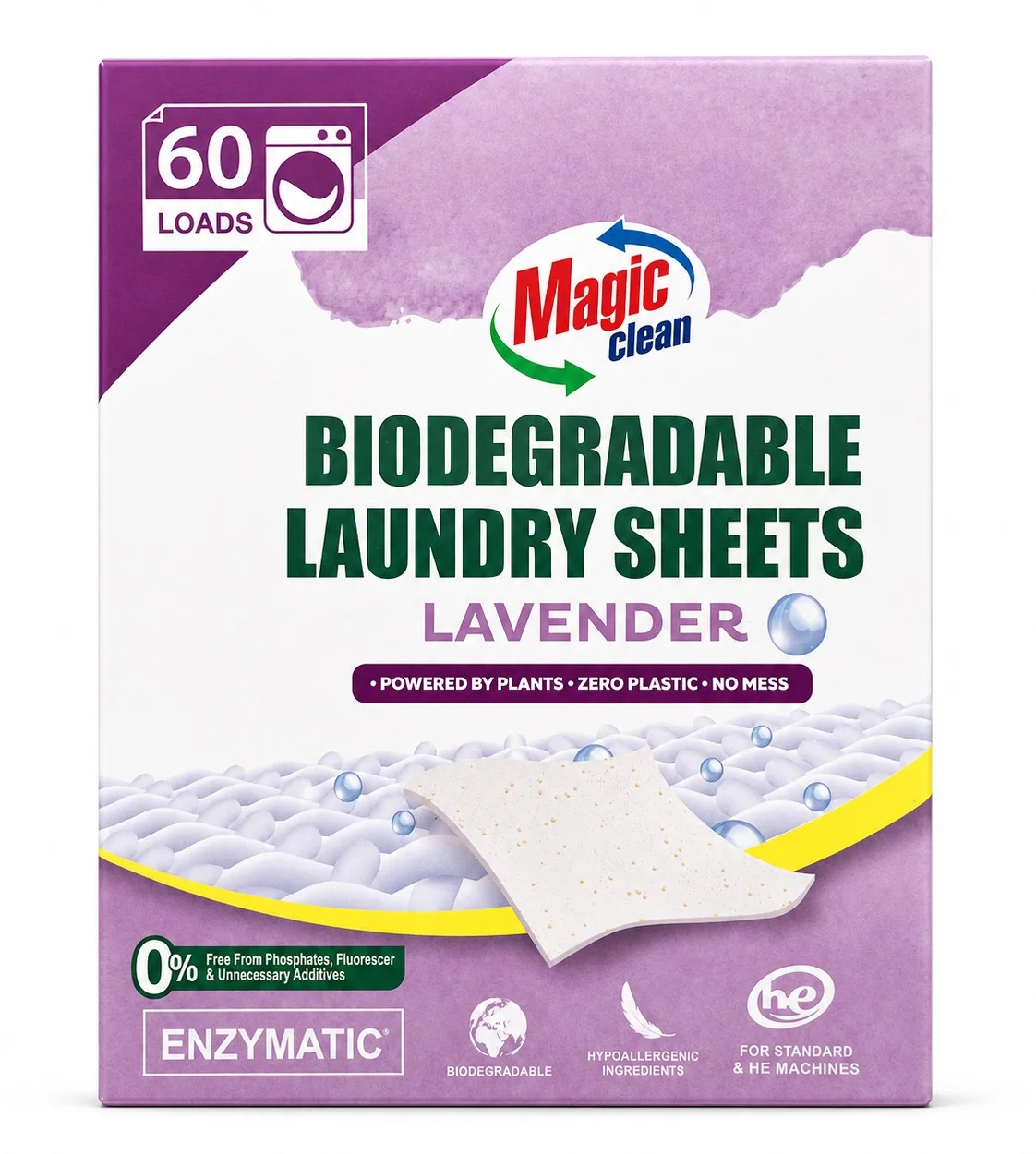 Препарат за пране листчета лавандула 60 бр. Magic clean