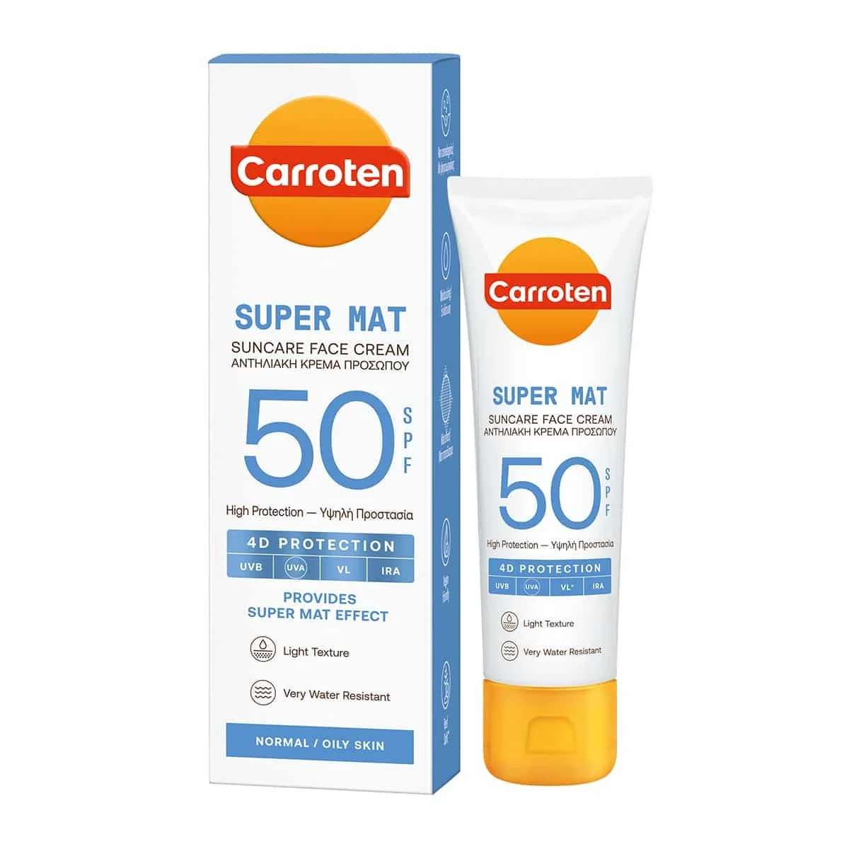 Каротен слънцезащитен крем за лице матиращ SPF50 0,050