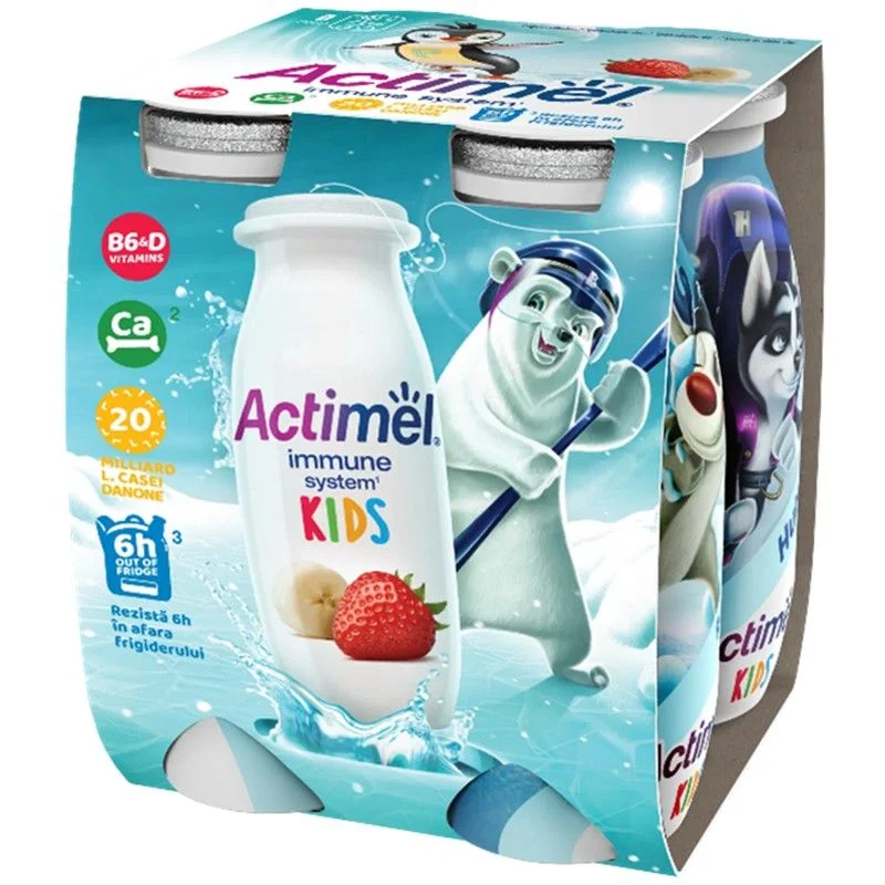 Млечна напитка с вкус на ягода банан 4 x 0,100 Actimel Kids