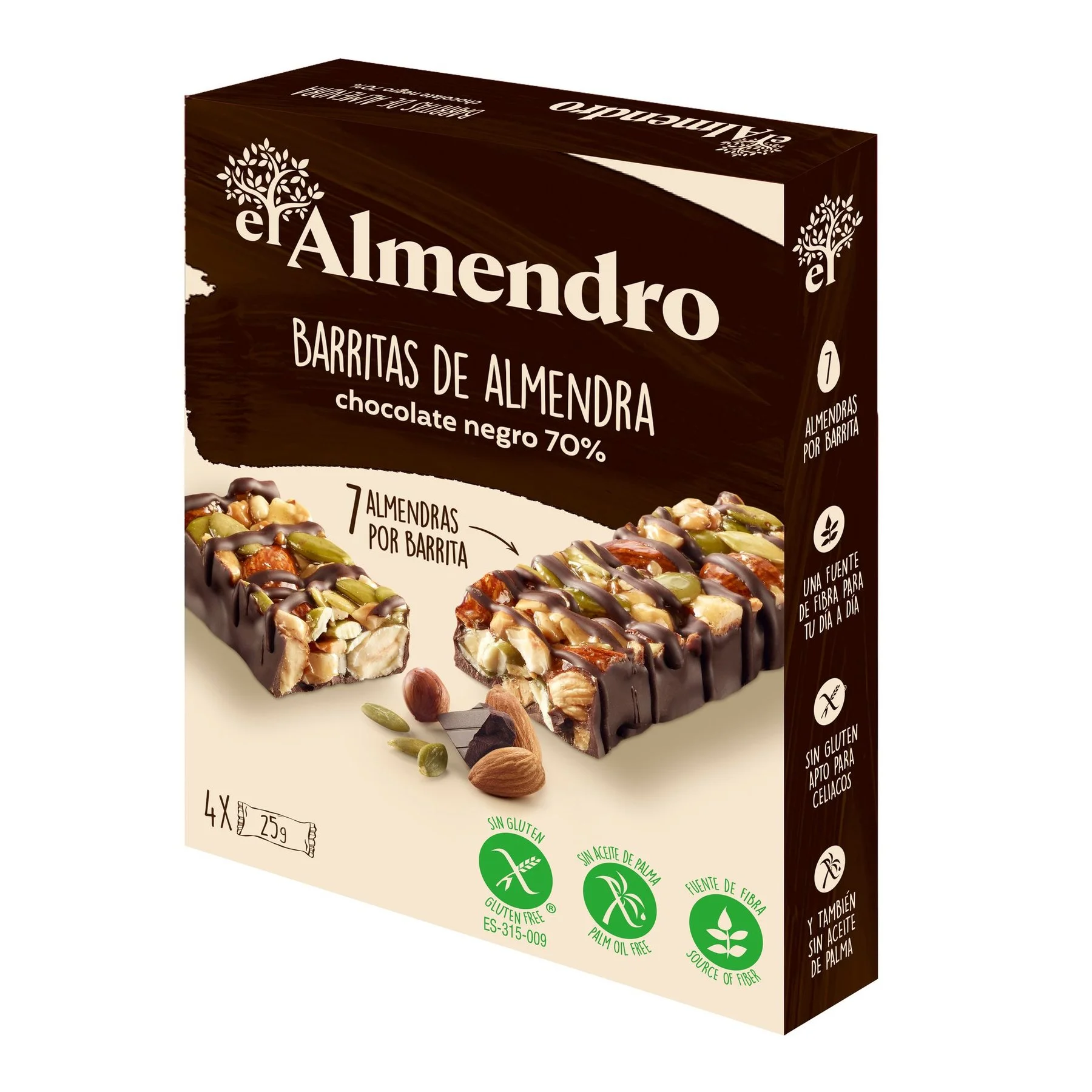 Бар бадемов с тъмен шоколад 70% 0,100 El Almerando