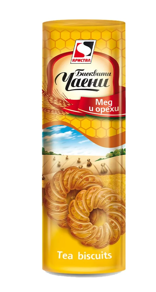 Бисквити чаени мед и орехи 0,150 Кристал