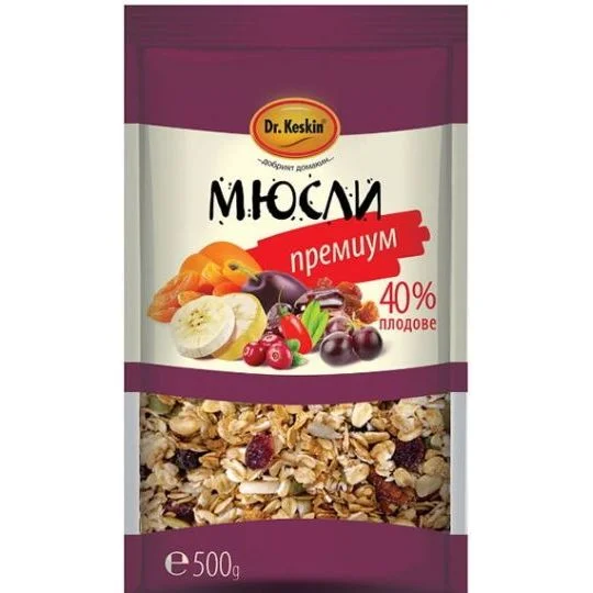 Мюсли Премиум 40% плодове 0.500 Dr.Keskin