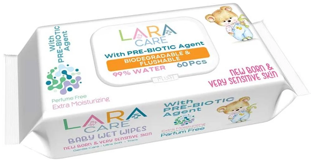 Мокри кърпи бебешки New Born 60 бр. Lara Care