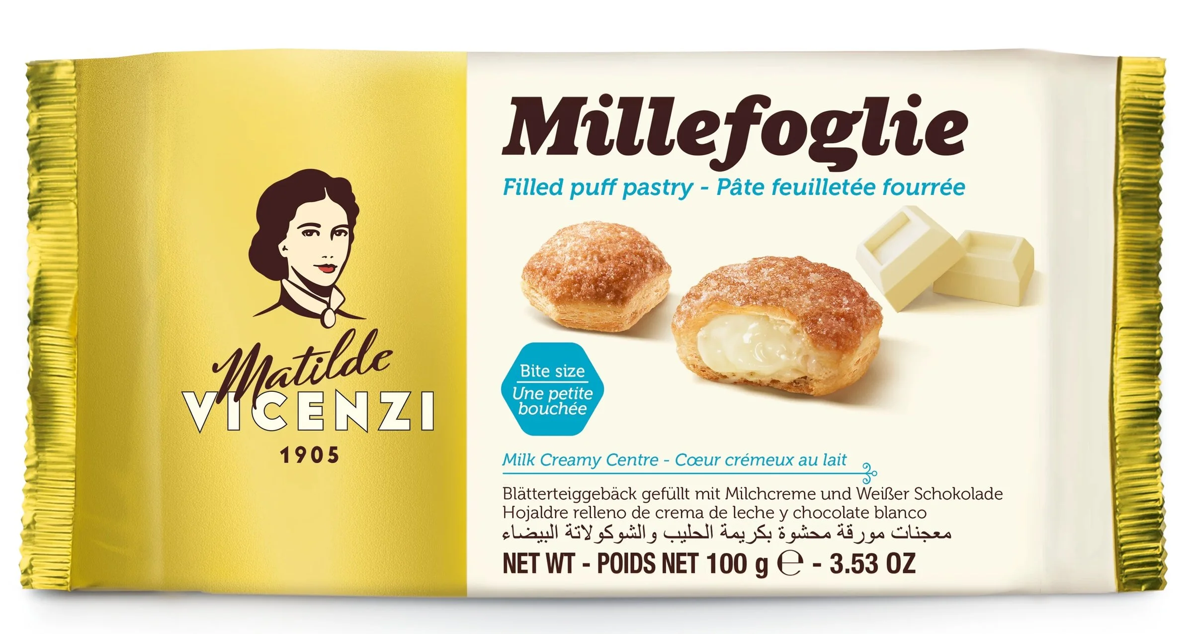 Хапки от многолистно тесто Millefoglie с бял шоколад 0,100 Vicenzi
