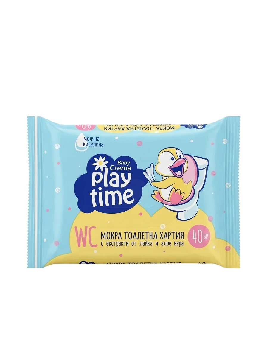 Мокра WC хартия Play Time 40бр. синя