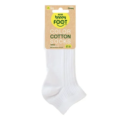 Чорапи Happy Foot къс конч памук бял жакард 35-38 чифт