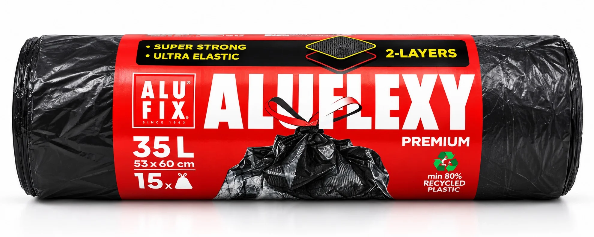 Торби за смет с връзки 35 л. черни Alufix
