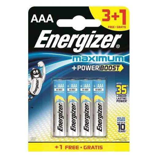 Алкална батерия Energizer Max Plus AAA 1.5V 3+1 бр.
