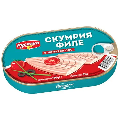 Скумрия филе в доматен сос 0,180 Русалка