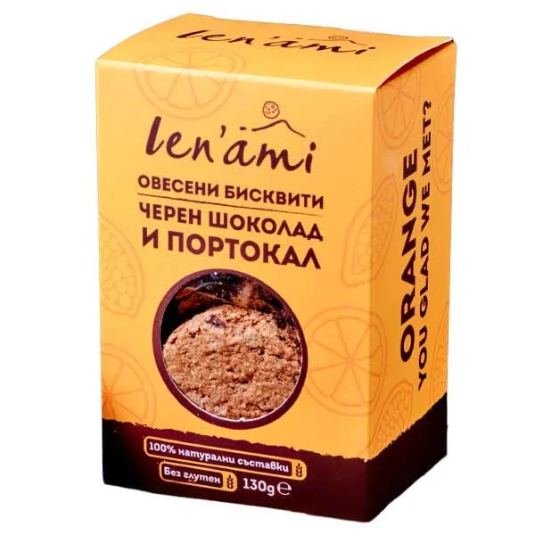 Бисквити без глутен с черен шоколад и портокал 0,130 Lenami