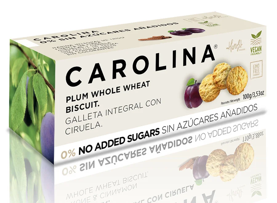 Бисквити пълнозърнести със слива без захар 0,100 Carolina