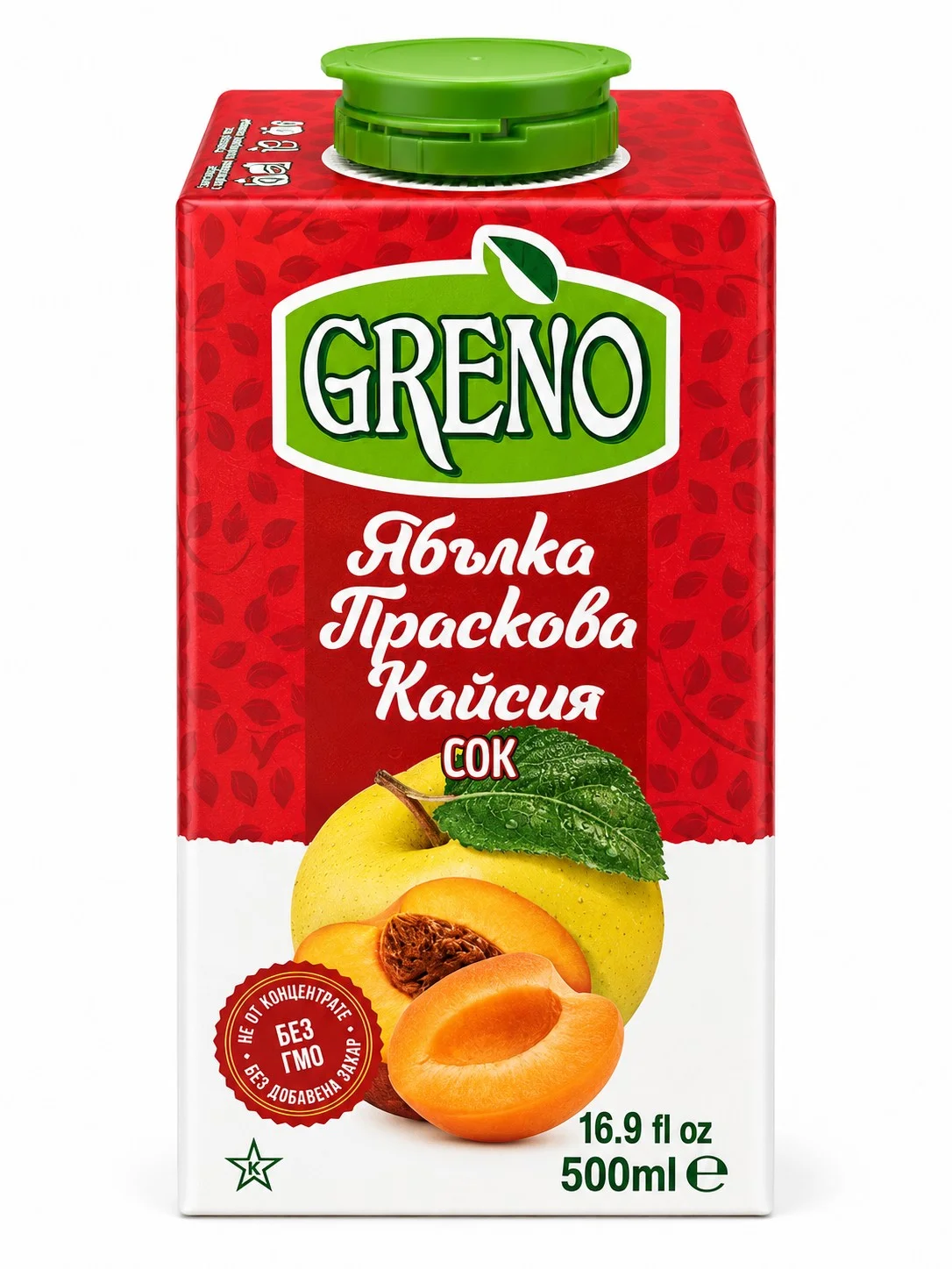 Сок Ябълка,Праскова и Кайсия 0,500 Greno