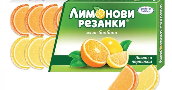 Бонбони желе с лимон и портокал 0,080 Лимонови резанки