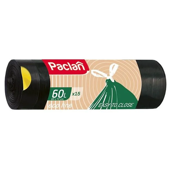 Торби за смет с връзки 60 л. Паклан Еcoline