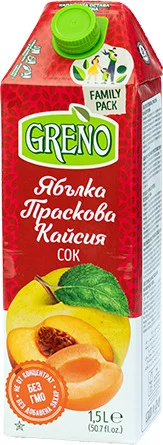 Сок Директен Ябълка праскова кайсия 1,5 Greno