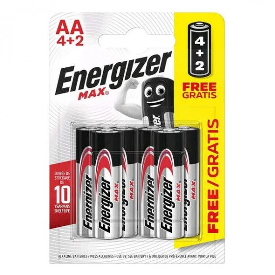 Алкална батерия Energizer Max AA 1.5V 4+2 бр.