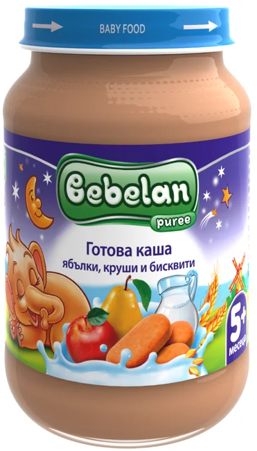 Бебелан млечна каша ябълка круши и бисквити 0,190