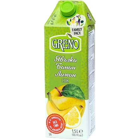 Сок Директен Ябълка банан лимон 1,5 Greno