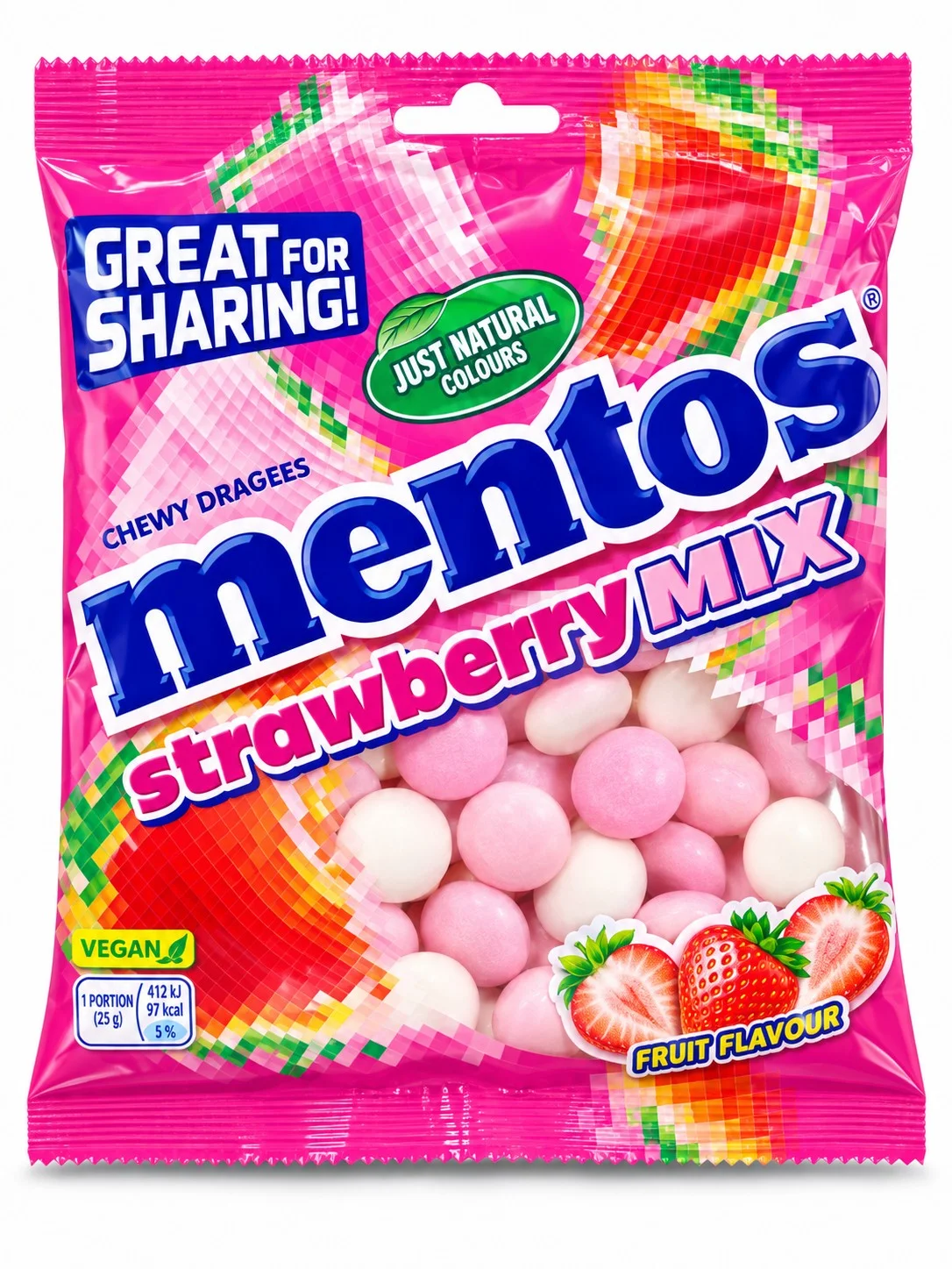 Бонбони плик Mentos 0,150 Strawberry mix