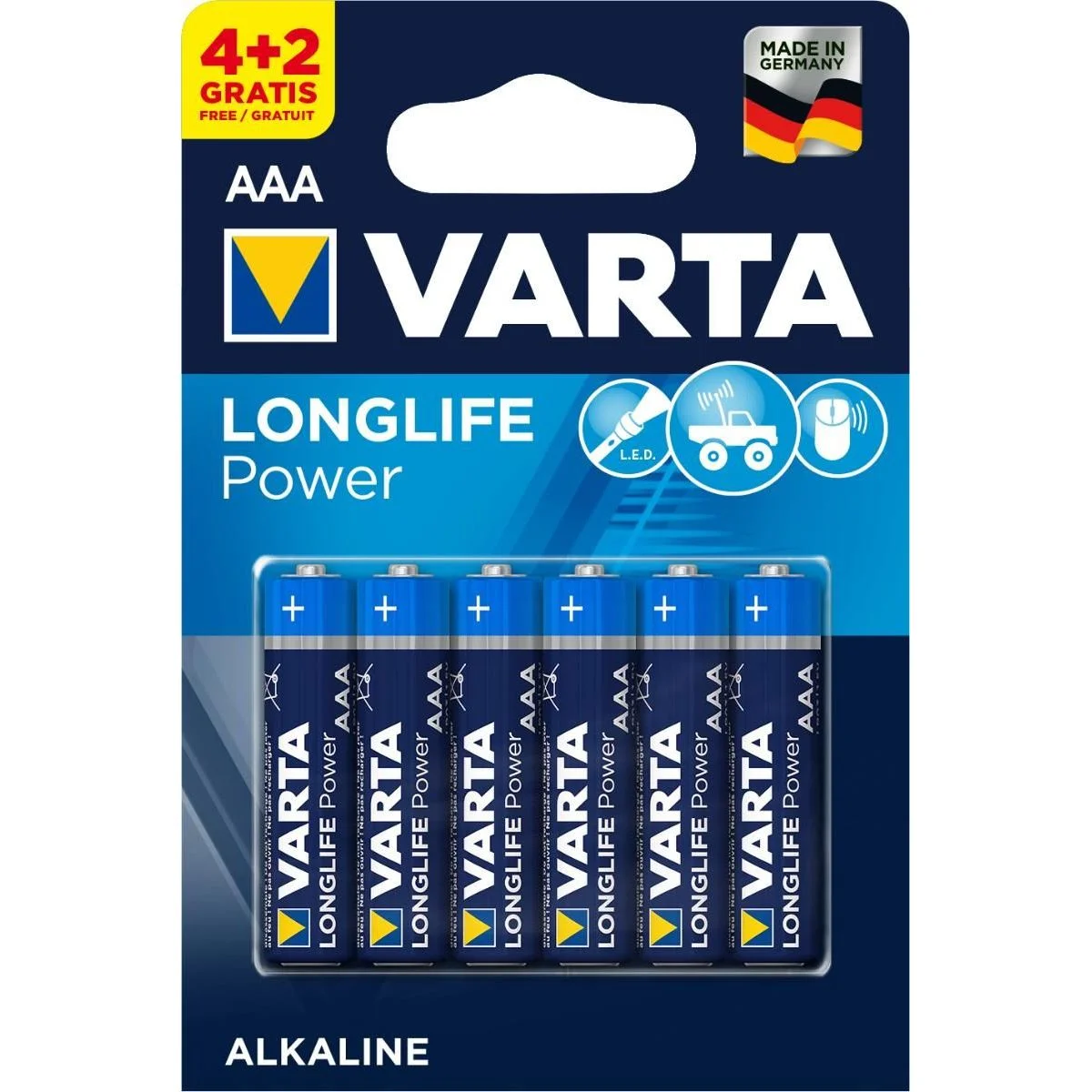 Батерии Varta Long Life Power алкални AAA 4 бр. + 2 бр.