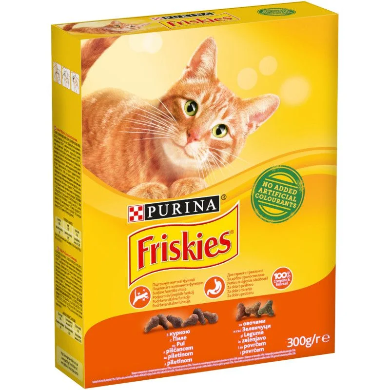 Фрискис пиле,дроб,зеленчуци 0,300 суха храна за котка