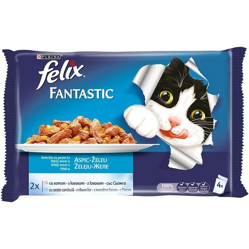 Purina Феликс Fantastic сьомга с писия 4 х 0,085