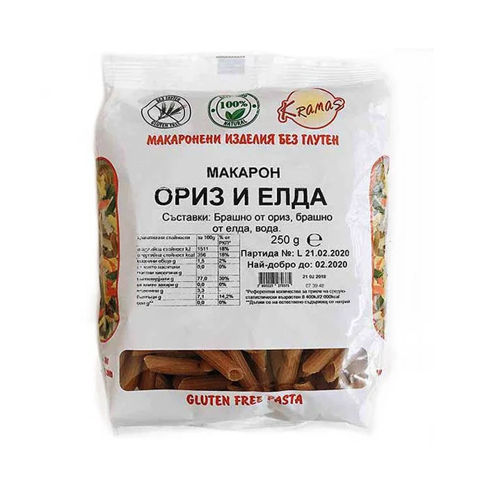 Макарони ориз и елда без глутен 0,250 Крамас