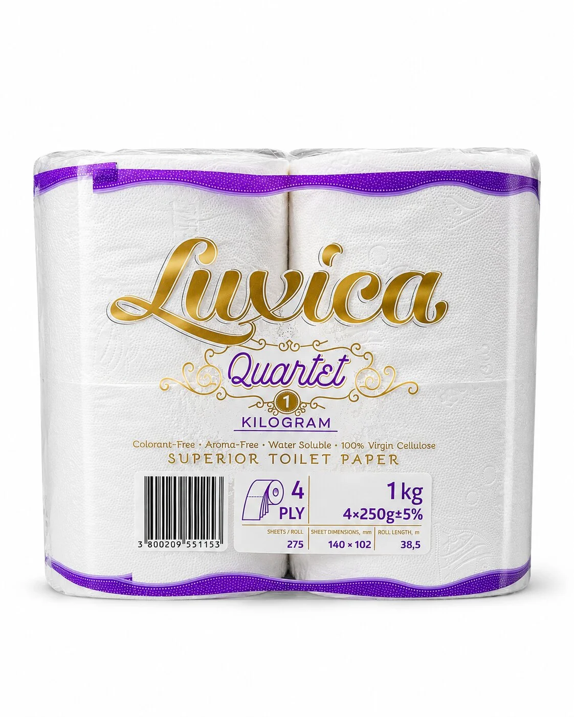 Тоалетна хартия Luxica 4 пл. 4 бр. 1 кг.