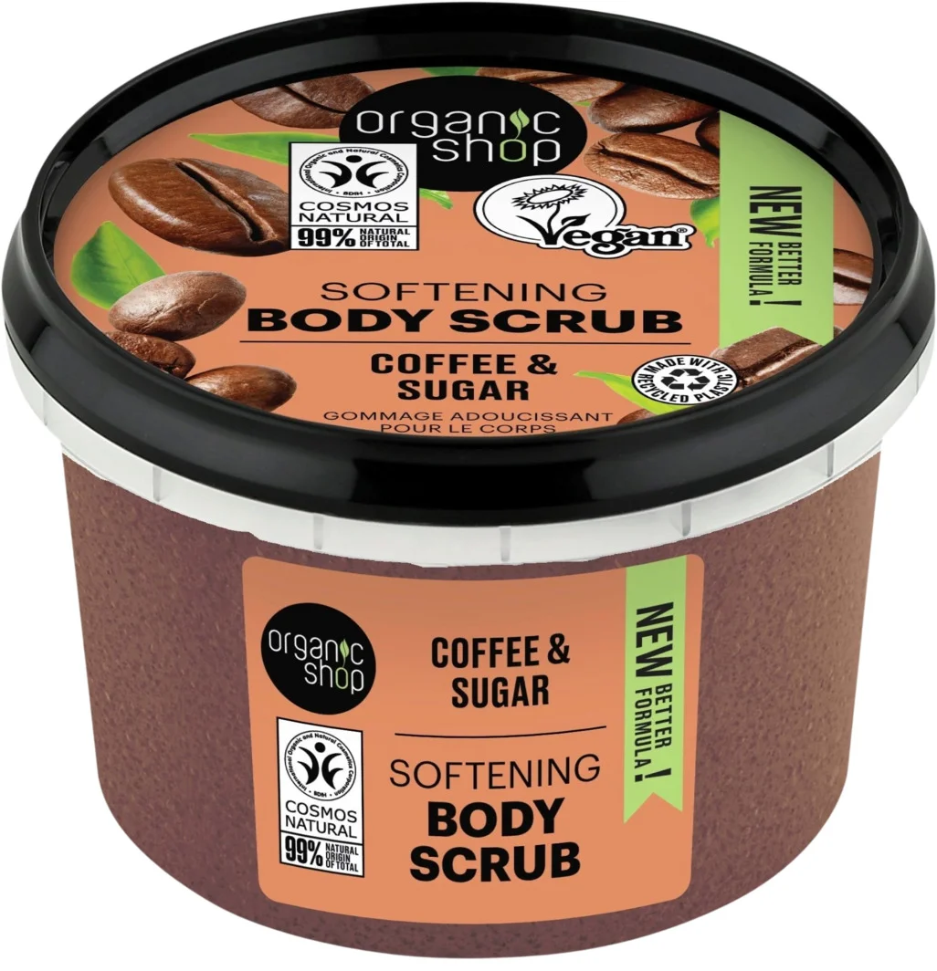 Пилинг омекотяващ за тяло кефе и захар 0,250 Organic shop