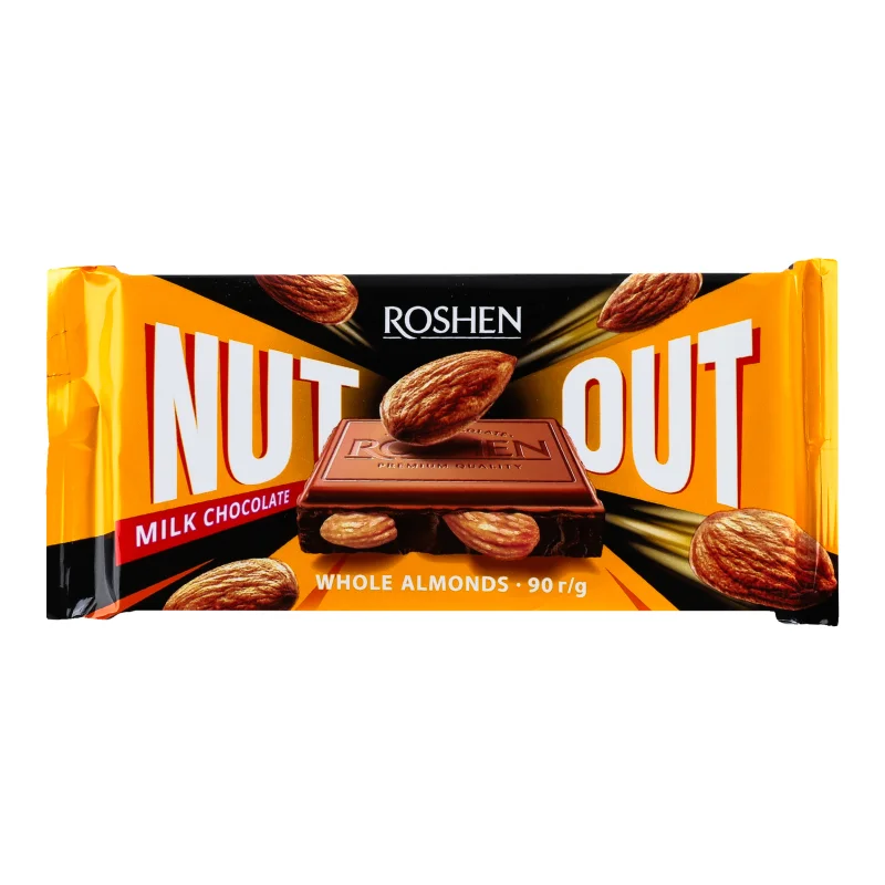 Шоколад Nut Out млечен с цели солени бадеми 0,090 Roshen