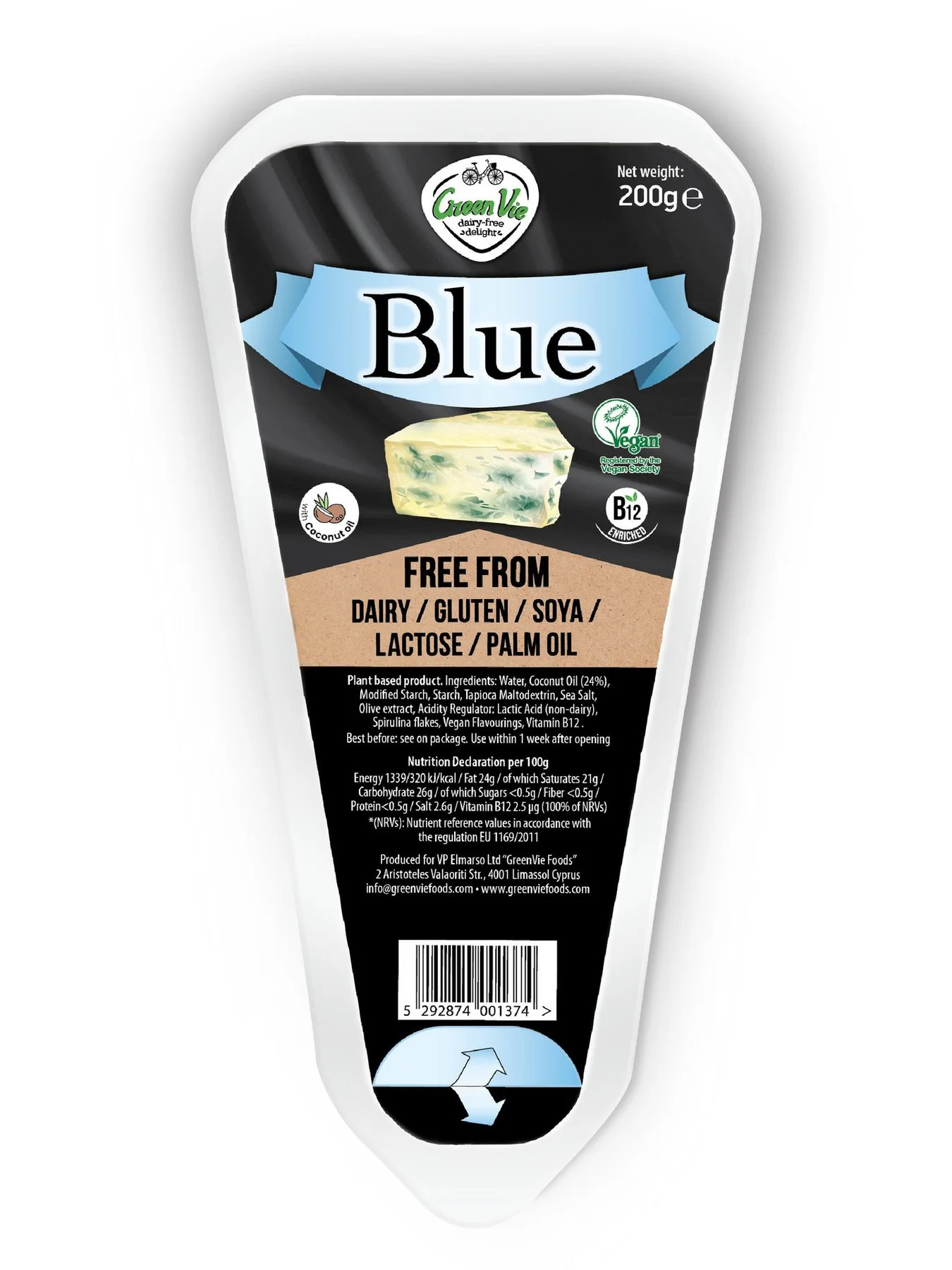 Вегански продукт с вкус на синьо сирене 0,200 Green Vie
