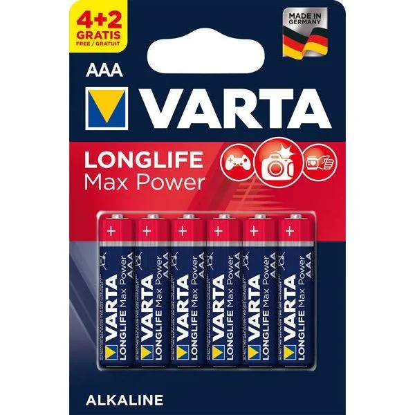 Батерии алкални  Varta Max Power AAA 4 бр. + 2 бр.